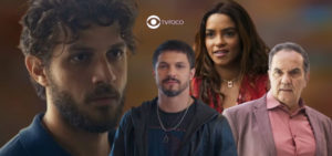 Travessia - Se achando esperto demais, Ari (Chay Suede) leva rasteira de Brisa (Lucy Alves), Oto (Romulo Estrela) e até do sogro (Foto: Reprodução / Globo / Montagem TV Foco)