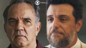 Travessia - Guerra (Humberto Martins) fica cara a cara com Moretti (Rodrigo Lombardi) e parte para a porrada no rival (Foto: Reprodução / Globo / Montagem TV Foco)