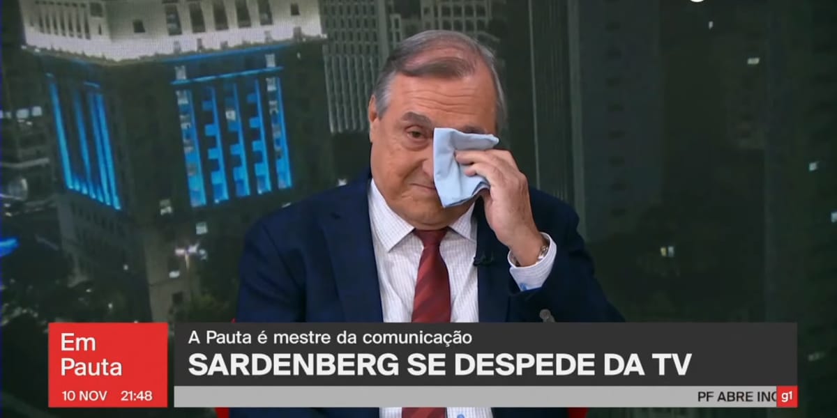 Carlos Alberto Sardenberg chora ao vivo em sua despedida da Globo (Reprodução: Globo)