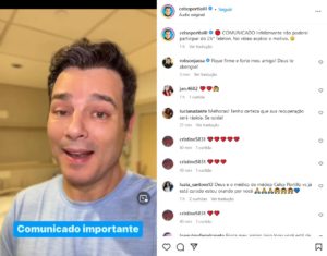 Celso Portiolli não participará do Teleton, pois o apresentador do SBT precisará ser internado para o tratamento do câncer (Foto: Reprodução / Instagram)