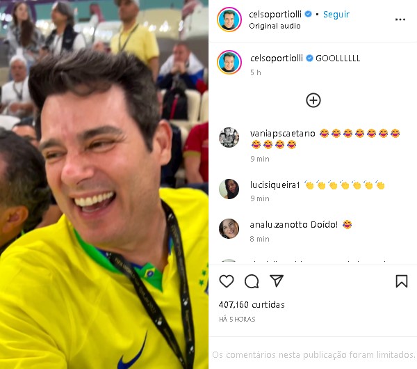 Celso Portiolli foi curtir a Copa do Mundo fora do Brasil e berrou para torcida adversária (Foto: Reprodução/ Instagram)