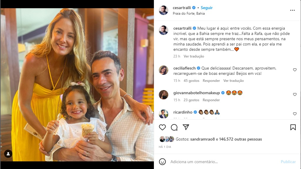 César Tralli divulga foto rara ao lado da família - Foto: Reprodução