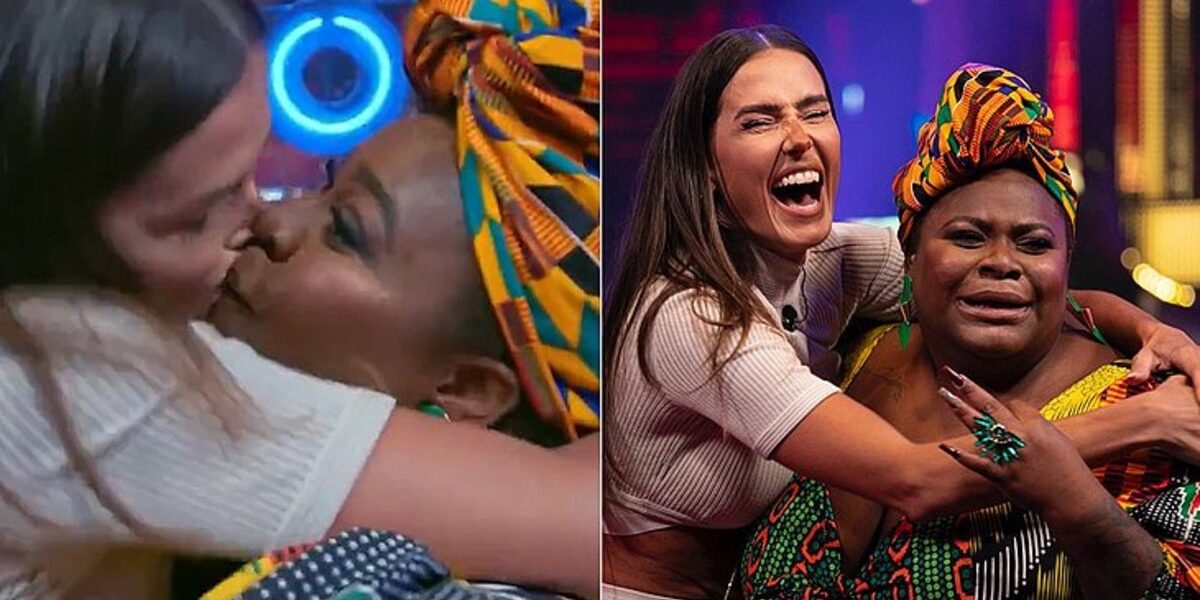 Jojô Todynho e Deborah Secco protagonizaram a maior cena durante programa, com direito a beijo e tudo (Foto Reprodução/Montagem Internet)