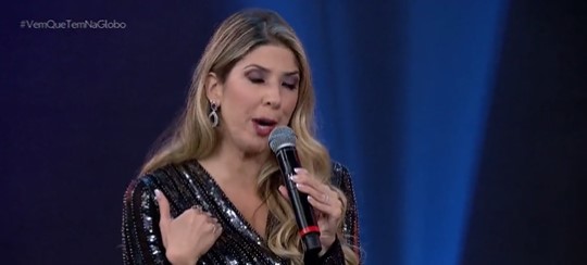 Dani Calabresa imitiu Jade Picon ao vivo na Globo e ironizou sotaque carioca da jovem atriz (Foto: Reprodução)