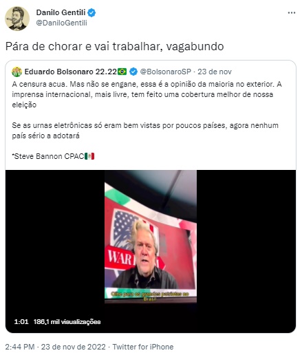 Danilo Gentili se enfurece com Eduardo Bolsonaro e manda recado (Reprodução/ Twitter)