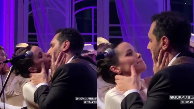 Débora Falabella beijando o amado durante a cerimônia do casamento (Foto: Reprodução/ Instagram)