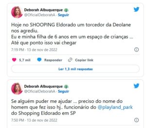 Última eliminada de A Fazenda 14, Deborah Albuquerque denuncia agressão em shopping e culpa Deolane Bezerra (Foto: Reprodução / Twitter)