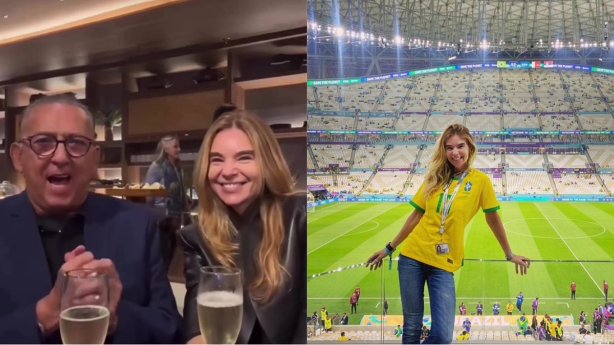 Galvão Bueno e Desirée Soares, sua esposa novinha, loira e de olhos azuis que está curtindo luxo na Copa do Mundo (Reprodução/ Instagram)