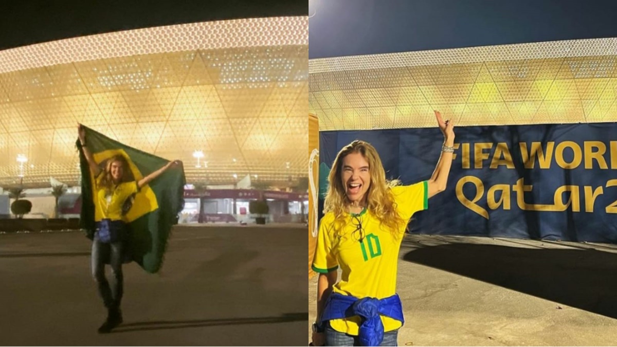 Desirée Soares curtiu a estreia da seleção brasileira completamente sozinha na área VIP da Fifa (Reprodução/ Instagram)