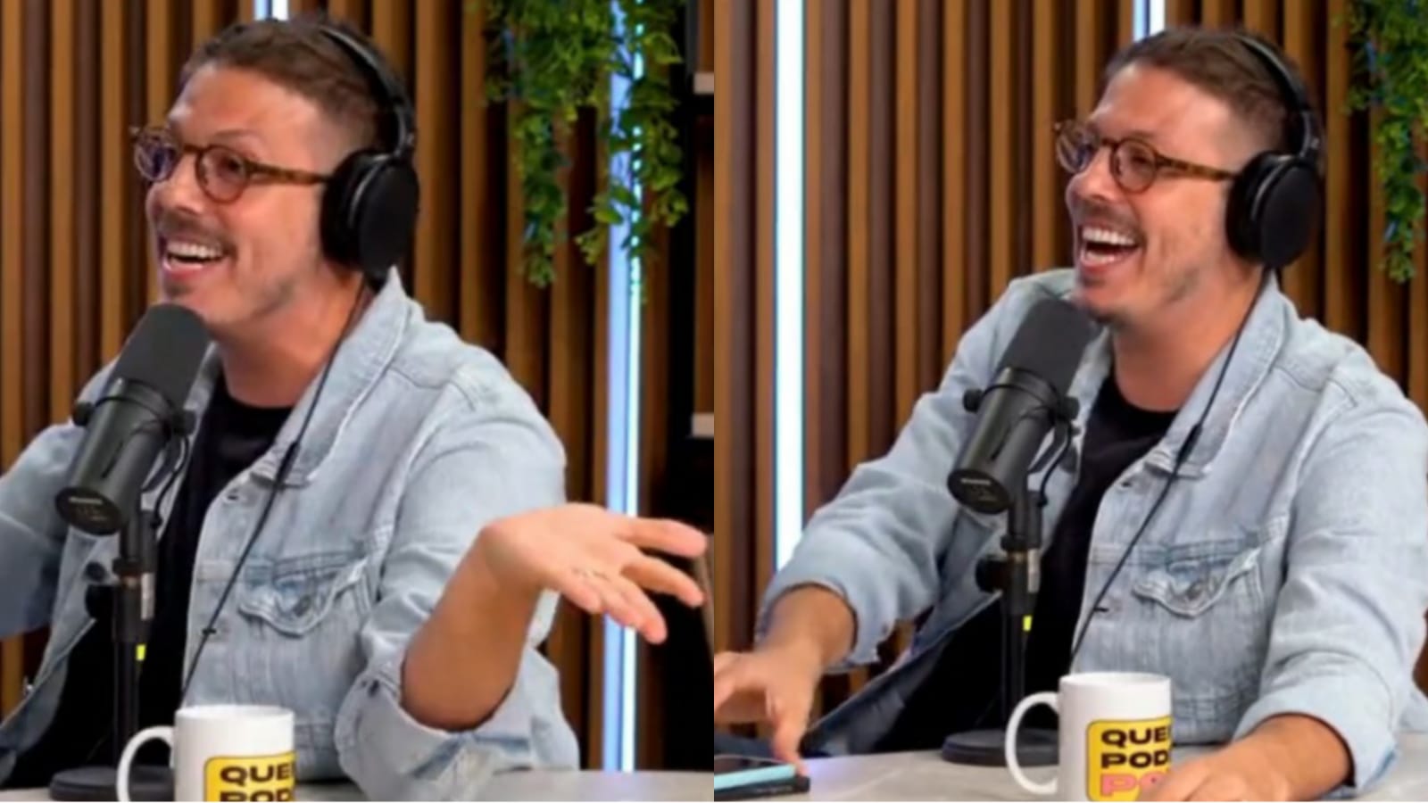 Fábio Porchat caiu na gargalhada junto das apresentadoras do podcast após falar de gafe de Maíra Cardi