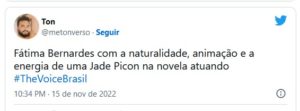 Público detonou Fátima no The Voice (Foto: Reprodução / Twitter)