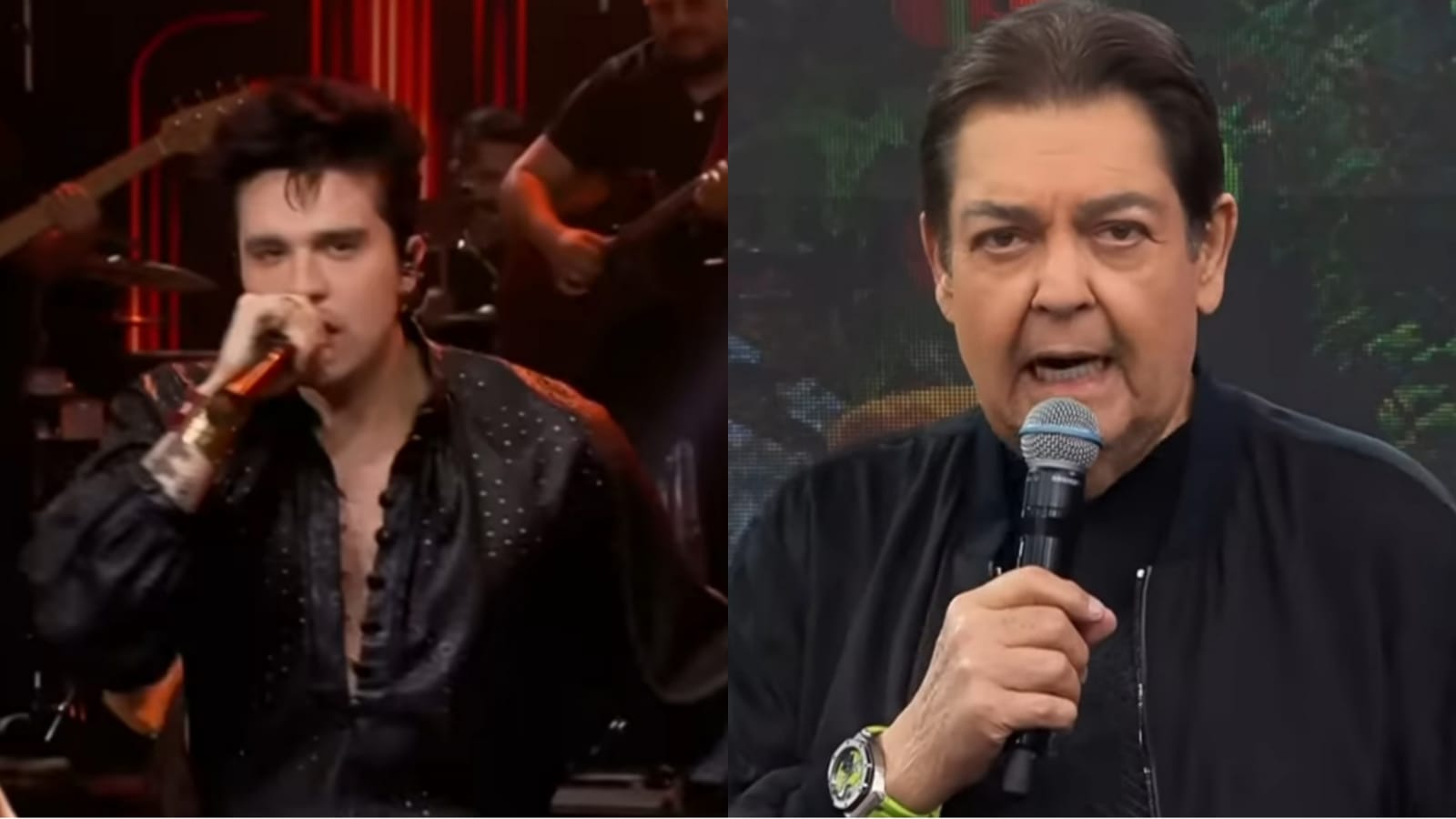 O sertanejo cantou inúmeros sucessos e Fausto Silva questiona sobre noiva do artista