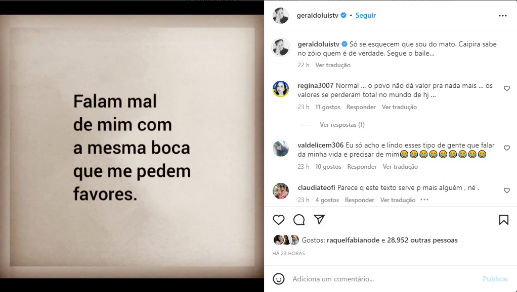 Geraldo Luís não esconde o que pensa e manda recado na lata - Foto: Reprodução