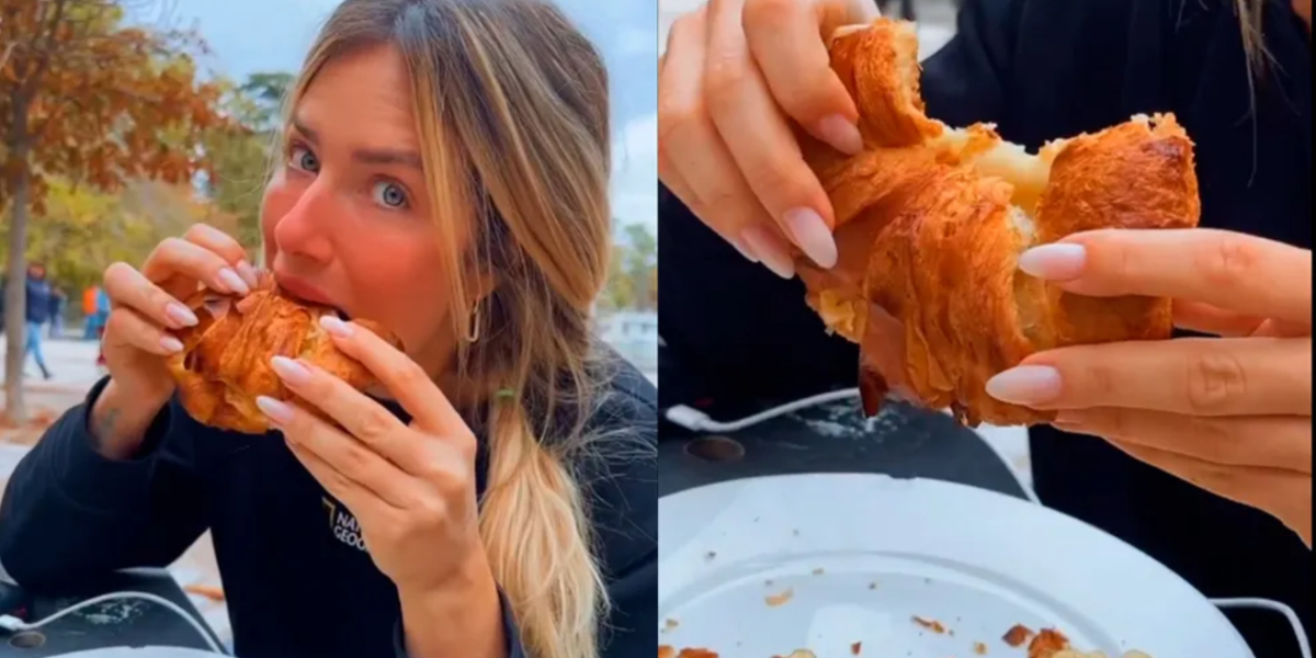 Bruno Gagliasso flagra Giovanna Ewbank comendo croissant gigante - Foto: Reprodução/Instagram