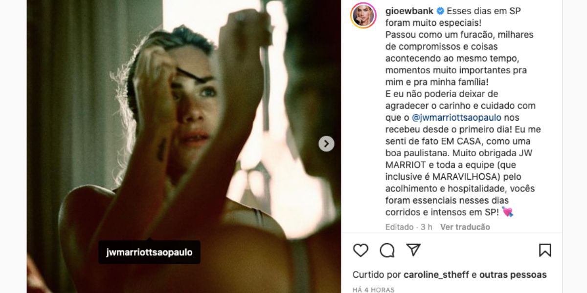 Giovanna Ewbank fala sobre dias em São Paulo (Reprodução) 