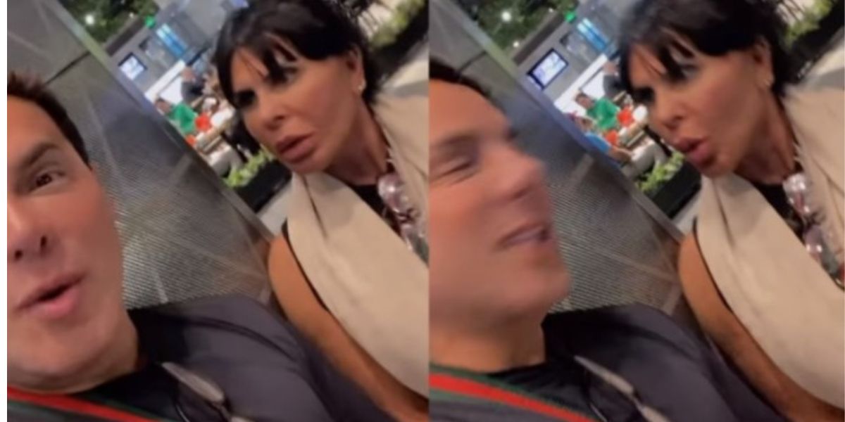 Gretchen reprende marido ao tentar beijá-la (Reprodução)