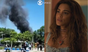 Travessia é afetada com incêndio na Globo e Lucy Alves deixa gravações às pressas da novela das nove escrita por Gloria Perez (Foto: Reprodução / Globo / Montagem TV Foco)