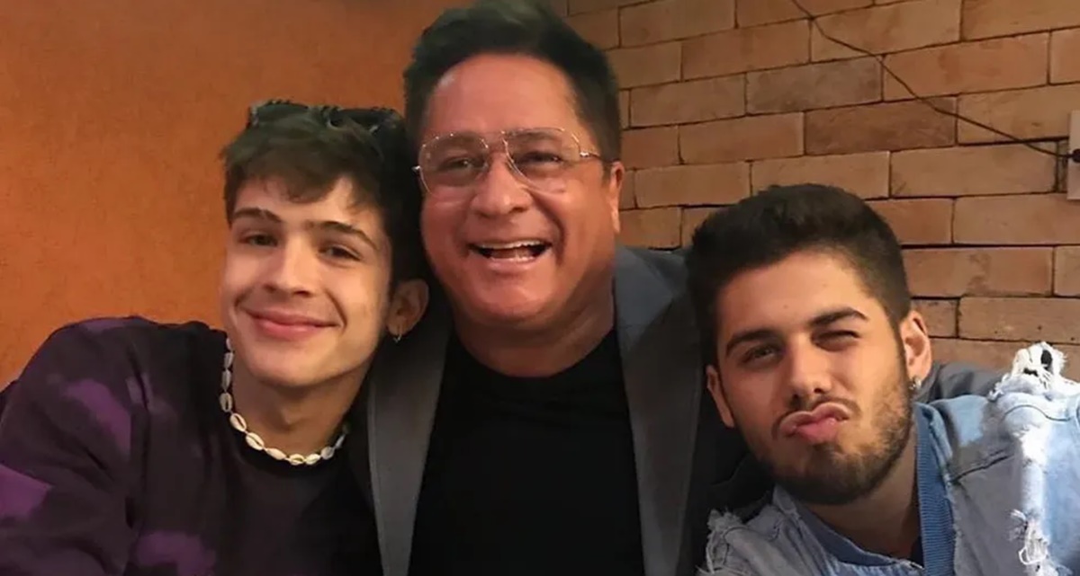 Leonardo com seus filhos: João Guilherme e Zé Felipe