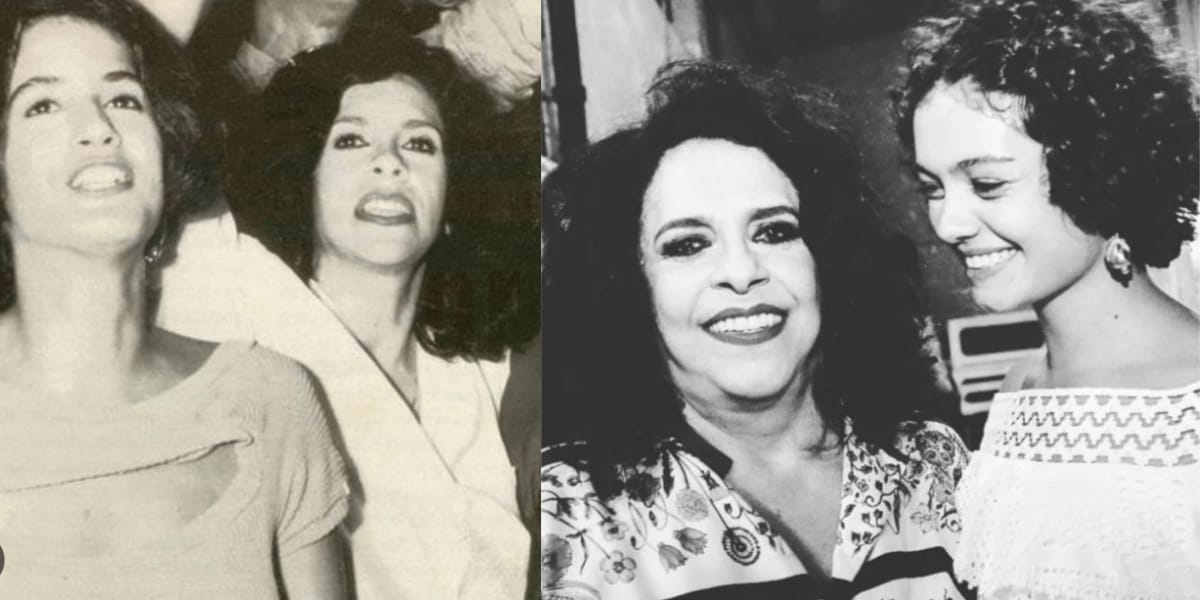 Lúcia Veríssimo e Gal Costa na época que tinham um relacionamento, na década de 80 (Reprodução: Montagem TV Foco)