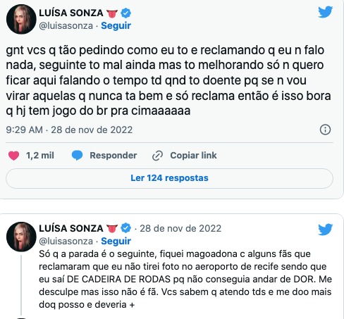 Luísa Sonza se sente mal em aeroporto (reprodução)