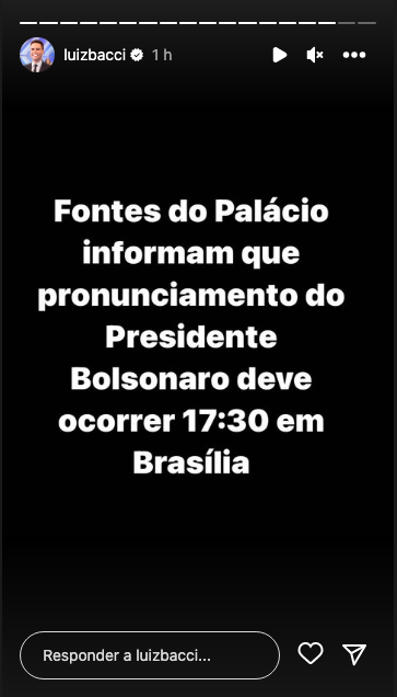 De acordo com apresentador, Jair Bolsonaro irá fazer pronunciamento às 17:30 (Reprodução)