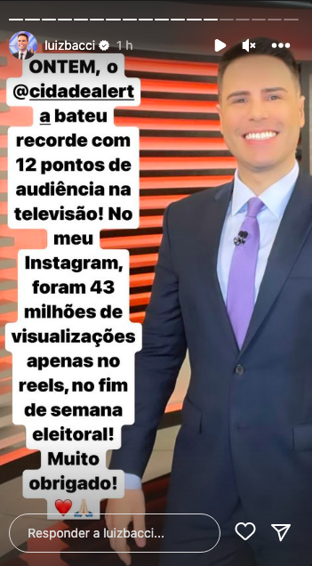 Luiz Bacci agradece público (Reprodução) 