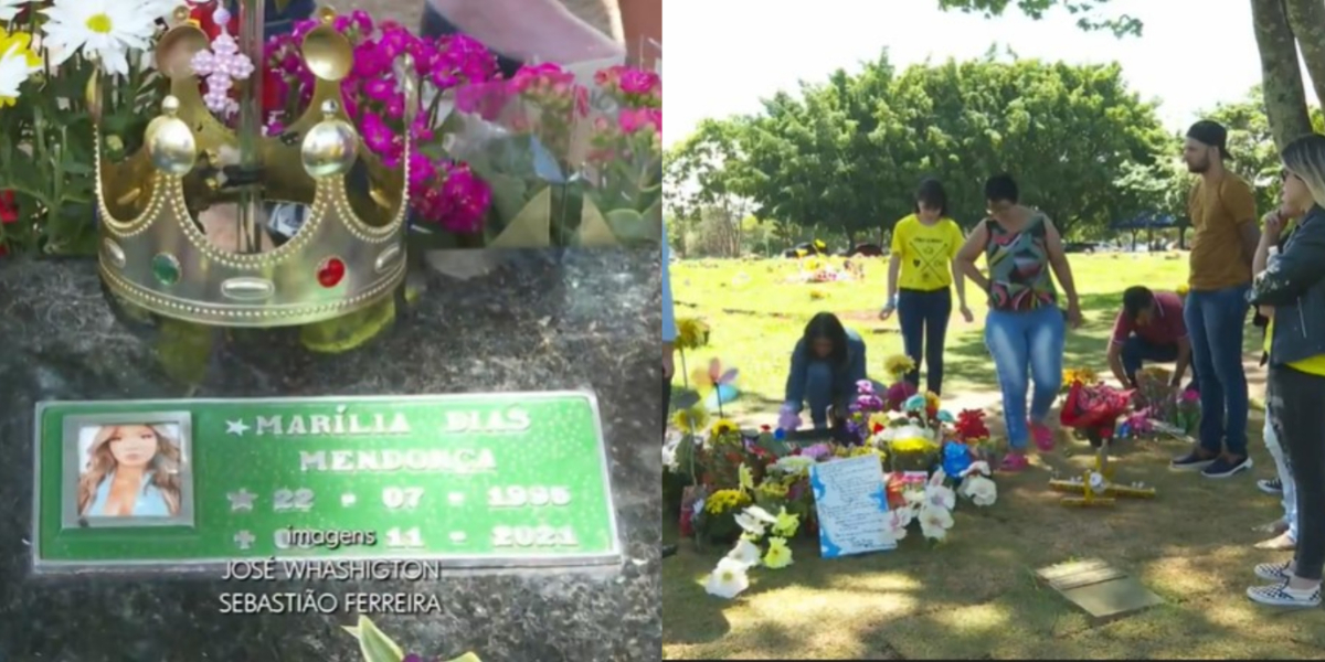 Fãs se reúnem e homenageiam Marília Mendonça no cemitério que ela foi sepultada - Foto: Reprodução