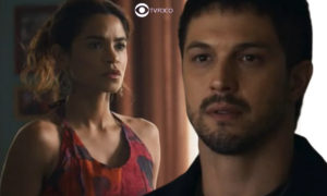 Travessia - Brisa (Lucy Alves) 'chuta' Ari (Chay Suede) de vez e apaixonada, cuida de Oto (Romulo Estrela) após ele levar surra (Foto: Reprodução / Globo / Montagem TV Foco)