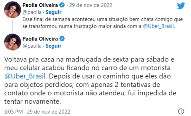 Atriz da Globo e namorada de Diogo Nogueira, revoltada, faz desabafo no Twitter (Reprodução)