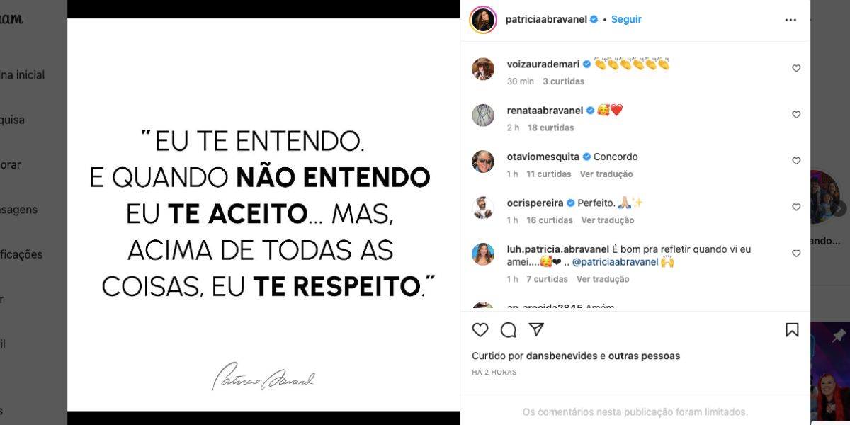 Patrícia Abravanel divulga mensagem sobre aceitar pessoas (reprodução) 