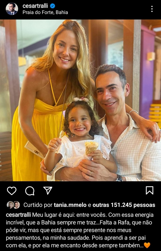 César Tralli se declara à família em registro do resort de luxo e sente falta de Rafaella Justus, sua enteada