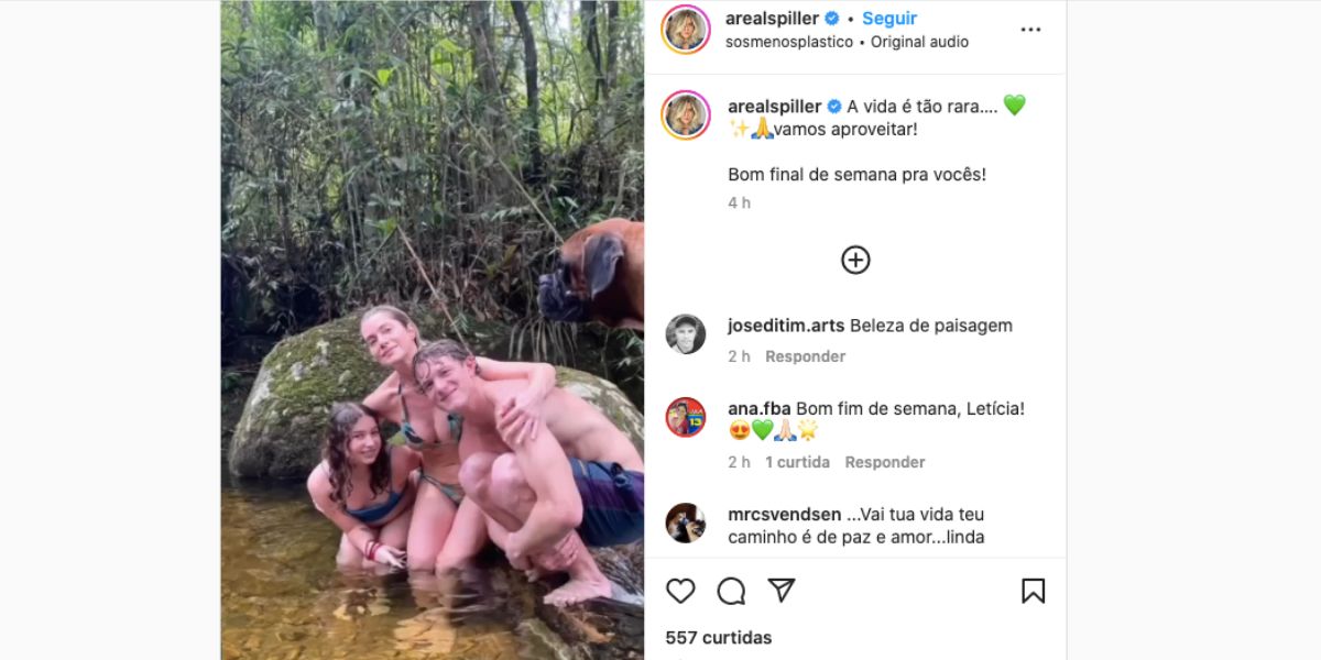 Leticia Spiller compartilha clique raro ao lado dos filhos (Reprodução) 