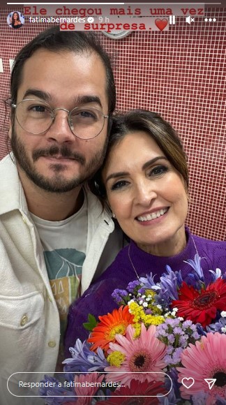 Fátima Bernardes é pega de surpresa pelo seu amado Túlio Gadêlha  - Foto Reprodução