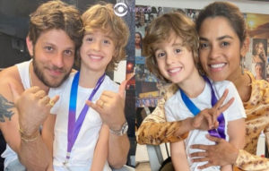 Travessia - Filho de Brisa (Lucy Alves) e Ari (Chay Suede) faz sucesso aos 6 anos e é neto de famosa celebridade brasileira (Foto: Reprodução / Globo / Montagem TV Foco)