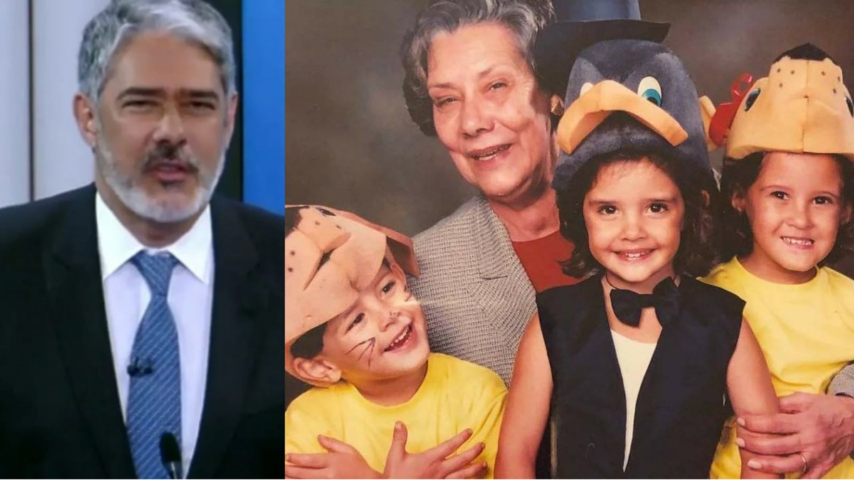 William Bonner e foto de sua mãe, Maria Luiza Bonemer, com seus netos, filhos do jornalista