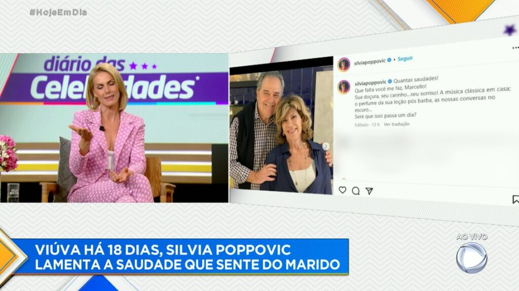 Ana Hickmann chorou ao falar sobre a morte de Marcello Bronstein, marido de Silvia Poppovich