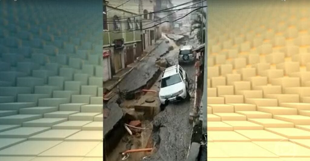 Jornal Hoje exibiu o cenário de destruição deixado pela chuva no Rio de Janeiro- Foto: Reprodução/Globo