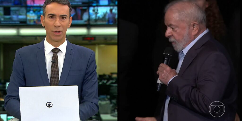 César Tralli noticiou o nome dos novos ministros enquanto a Globo exibia imagens de Lula