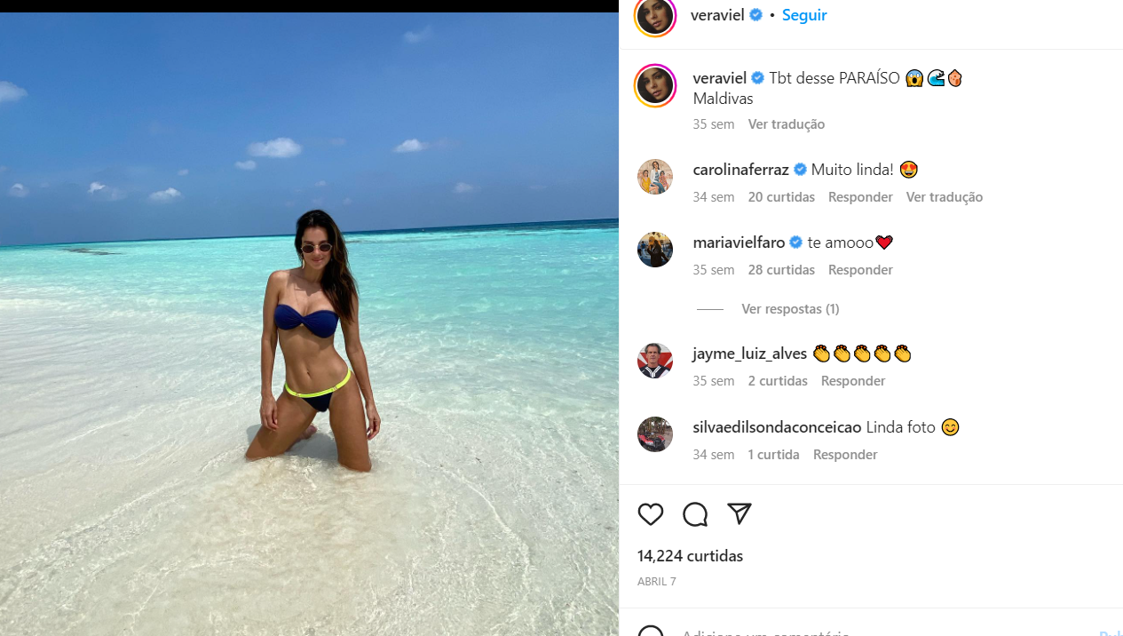 TBT de Vera Viel, esposa de Rodrigo Faro (Foto Reprodução/Instagram)