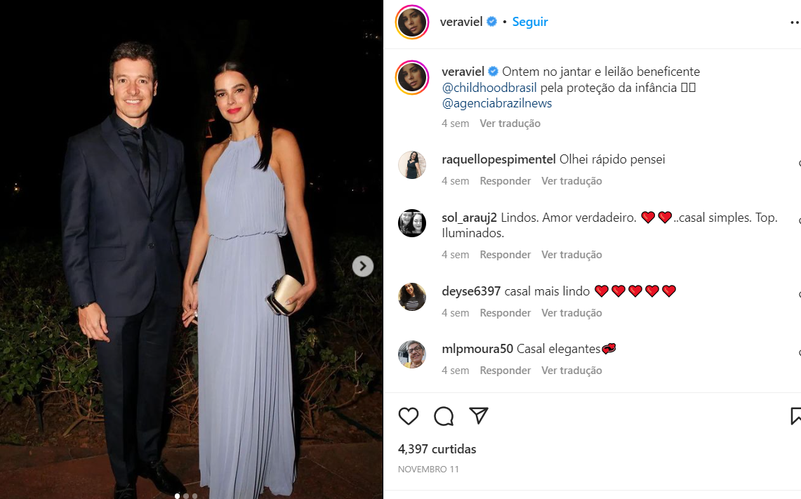 Vera Viel e Rodrigo Faro em evento (Foto Reprodução/Instagram)