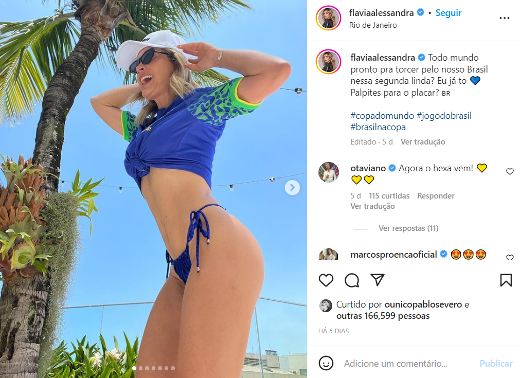 Flávia Alessandra compartilhou um clique pra lá de ousado nas redes sociais ( Foto Reprodução/Instagram)