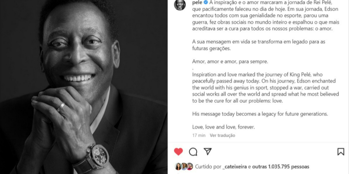 Publicação do perfil de Pelé nas redes sociais (Foto: Reprodução/Instagram)