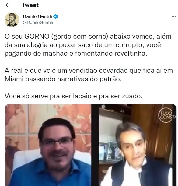 Danilo Gentili briga com Rodrigo Constantino no Twitter