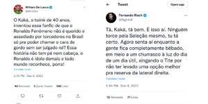 Kaká revolta o público ao falar sobre Ronaldo Fenômeno (Reprodução) 