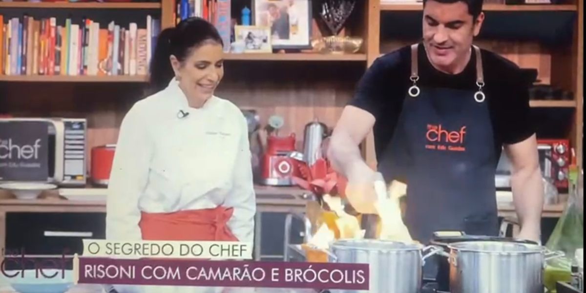 Edu Guedes se queima ao vivo na Band ao fazer receita