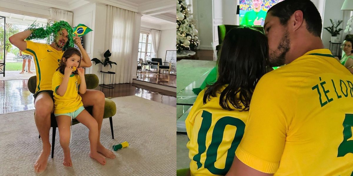 José Loreto divulga foto de filha Bella durante jogo do Brasil