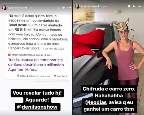 Luciele brincou com as notícias sobre uma suposta traição envolvendo um comentarista da Band