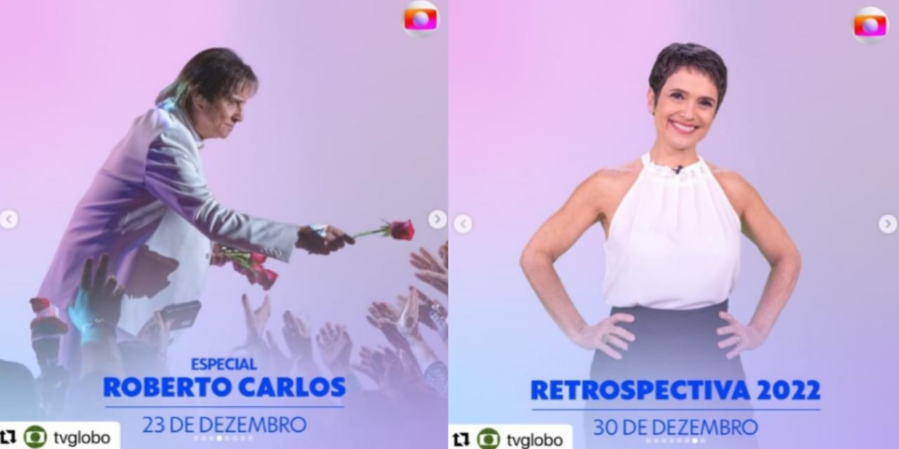 Roberto Carlos e Sandra Annenberg foram anunciados para dezembro, na Globo (Foto: Reprodução/Instagram/Montagem)