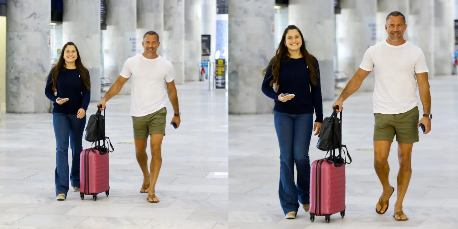 Malvino Salvador e sua filha, Sofia, no aeroporto Santos Dumont (Foto: Reprodução/Montagem/AgNews/Vitor Pereira)