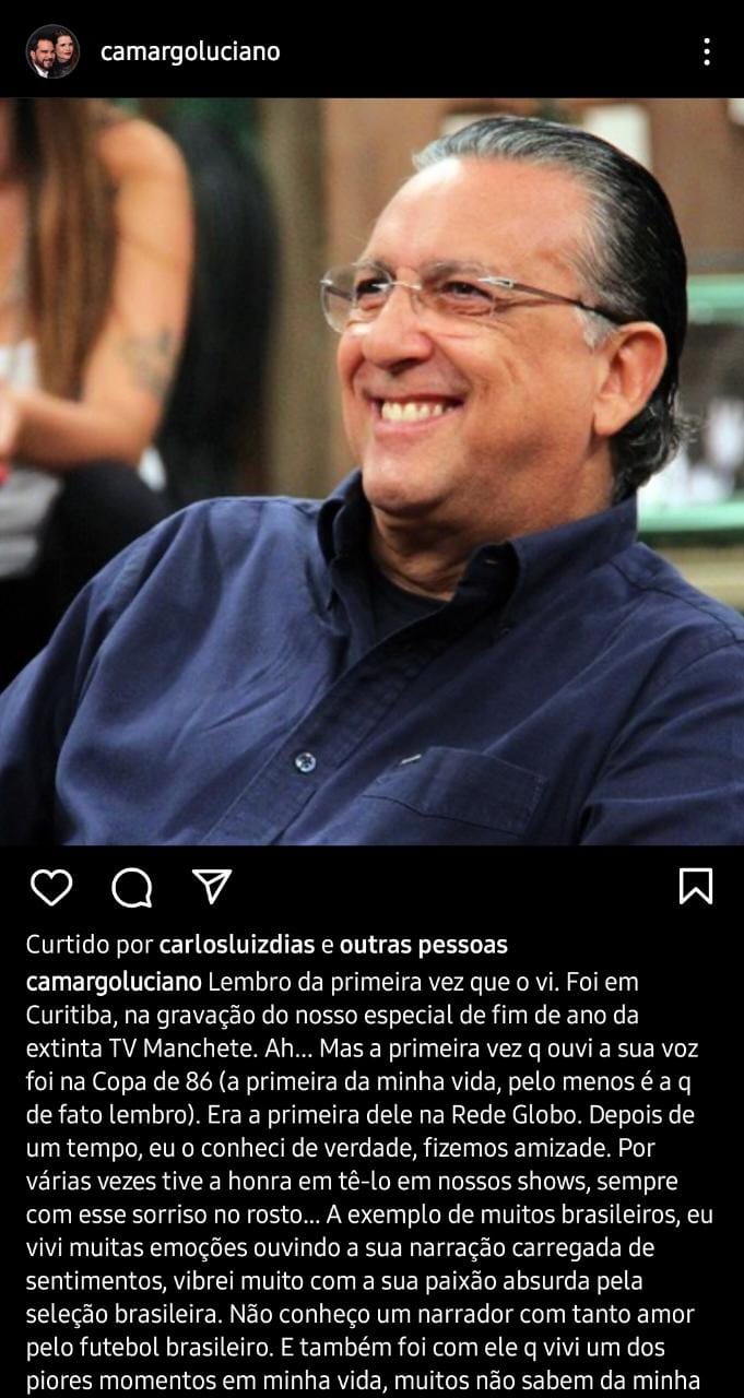 Publicação de Luciano Camargo (Foto: Divulgação)